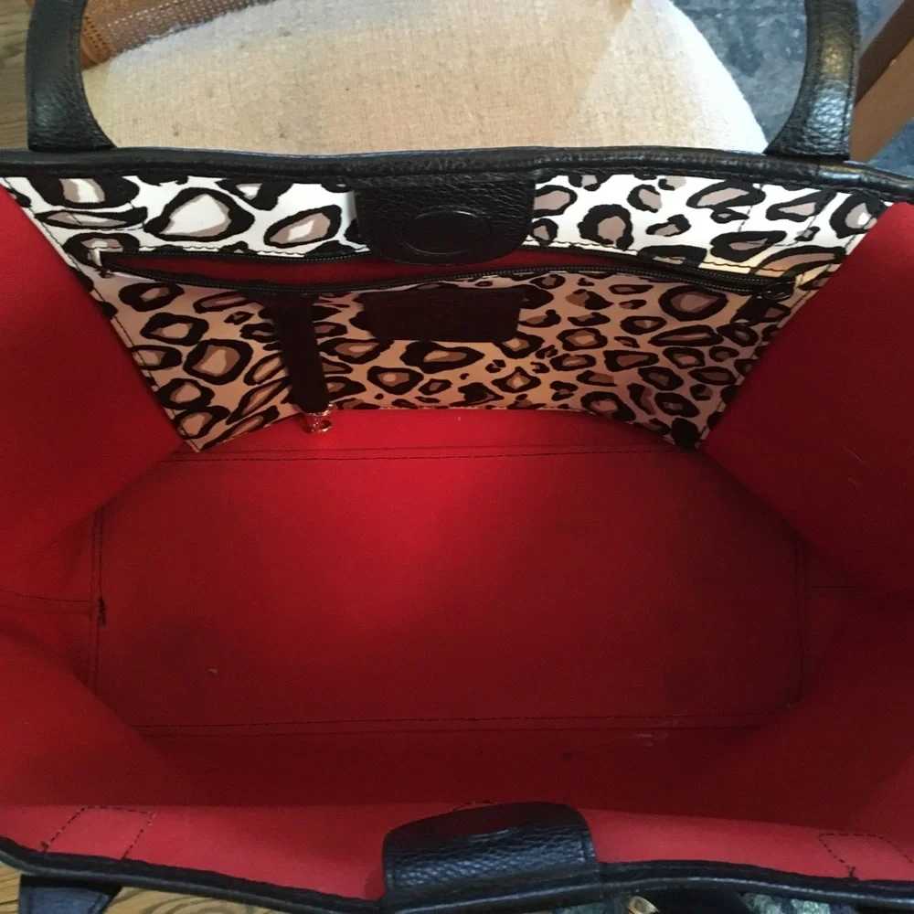Brighton Tula Shopper Tote Cheetah Ocelot Animal Print and Stripe Design - Picture 10 of 13